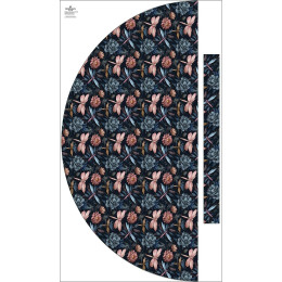 Panel na spódnicę "MAXI" - krepa/ Butterfly flowers wz.3 