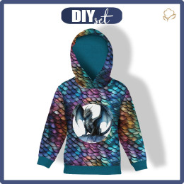 DZIECIĘCA BLUZA Z KAPTUREM (ALEX) - dragon rainbow - zestaw do uszycia