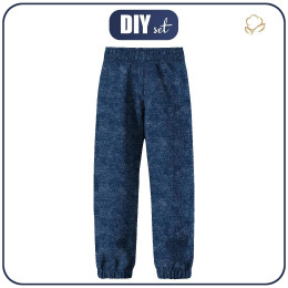 DZIECIĘCE SPODNIE Z SOFTSHELLU (YETI) - ACID WASH / granatowy (86/92)