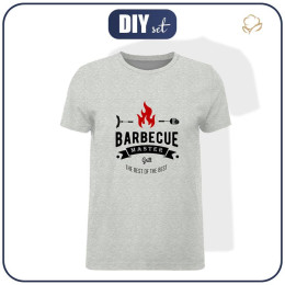 T-SHIRT MĘSKI - BARBECUE MASTER / melanż jasnoszary - single jersey