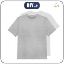 T-SHIRT DZIECIĘCY (104/110) - M-01 MELANŻ JASNOSZARY - single jersey 