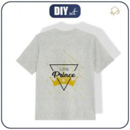 T-SHIRT DZIECIĘCY (104/110) - LITTLE PRINCE / M-01 melanż jasnoszary - single jersey 