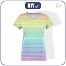T-SHIRT DAMSKI - TĘCZOWE PASKI wz.2 - single jersey XXS