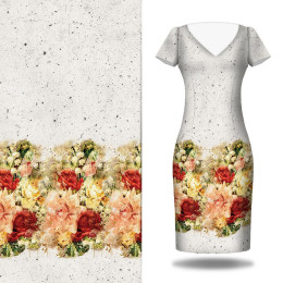 WATERCOLOR FLOWERS wz. 7 - panel sukienkowy muślin bawełniany