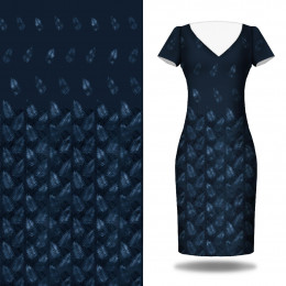 BLUE LEAVES WZ . 2 - panel sukienkowy krepa
