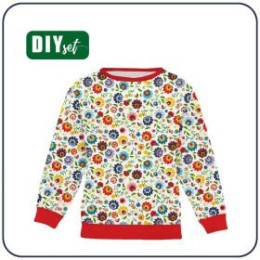 DZIECIĘCA BLUZA "NOE" (86/92) - FOLK ŁOWICKI / biały - dzianina pętelkowa 