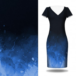 KLEKSY (classic blue) / czarny - panel sukienkowy Satyna