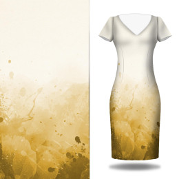 KLEKSY (złoty) - panel sukienkowy single jersey 120g