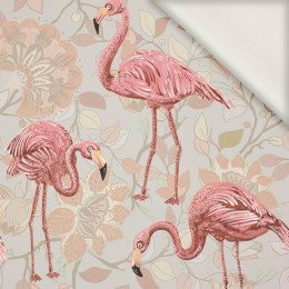 FLAMINGI I GAŁĄZKI - tkanina wiskozowa