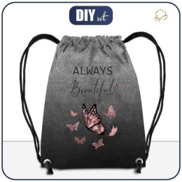 WORKOPLECAK - ALWAYS BEAUTIFUL (BROKATOWE MOTYLE) / ACID WASH SZARY - duży