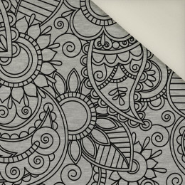 MEHNDI CZARNE / melanż jasnoszary- Welur tapicerski
