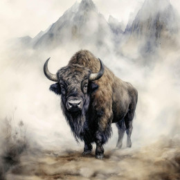 WATERCOLOR BISON - panel (60cm x 50cm)