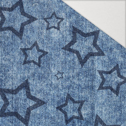 50cm GRANATOWE GWIAZDY (kontur) / przecierany jeans granatowy - Hydrofobowa dzianina drapana 