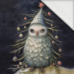 VINTAGE CHRISTMAS OWL wz. 1 - PANEL (60cm x 50cm) dzianina pętelkowa z elastanem ITY