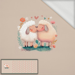 SHEEP IN LOVE - panel panoramiczny dzianina pętelkowa (60cm x 155cm)