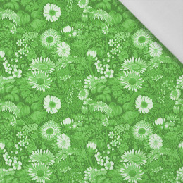 LIME GREEN / FLOWERS - tkanina bawełniana
