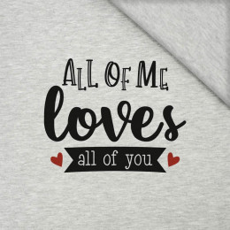 ALL OF ME LOVES ALL OF YOU (BE MY VALENTINE) / M-01 melanż jasnoszary  - PANEL SINGLE JERSEY 50cm x 60cm