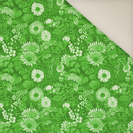 LIME GREEN / FLOWERS- Welur tapicerski