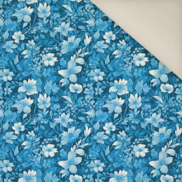 TRANQUIL BLUE / FLOWERS- Welur tapicerski