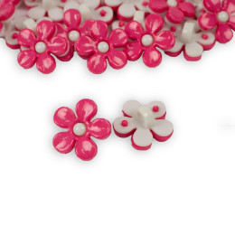 Guzik dziecięcy kwiatek 16mm różowo-biały