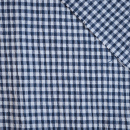 KRATKA / granatowy - kreszowana tkanina koszulowa