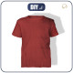 Zestaw DIY – T-shirt dziecięcy z bawełnianej dzianiny RIB JERSEY - POTTERS CLAY / ceglany