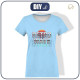T-SHIRT DAMSKI - RETRO WAVE / błękitny - single jersey M