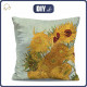 PODUSZKA 45X45 - SŁONECZNIKI (Vincent van Gogh) - tkanina bawełniana - zestaw do uszycia