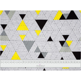 TRÓJKATY GEOMETRYCZNE ŻÓŁTY 2 / biała - single jersey z elastanem TE210