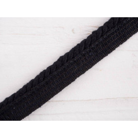 Tasiemka sznurek bawełniany z wypustką - czarna