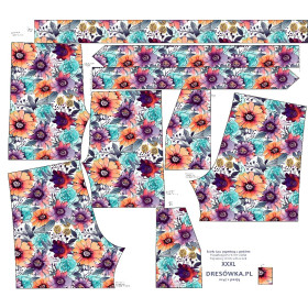 SZORTY PAPERBAG - AKWARELOWE KWIATY wz. 6 - zestaw do uszycia XS