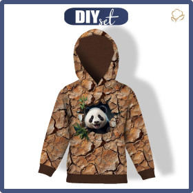 DZIECIĘCA BLUZA Z KAPTUREM (ALEX) - ANIMALS CRACKED wz.4 (panda) - zestaw do uszycia