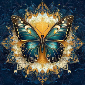 ANIMALS MANDALA wz.13 (butterfly) - panel (75cm x 80cm) dzianina drapana z elastanem ITY