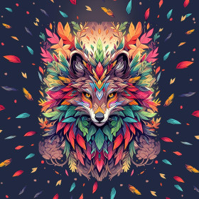 ANIMALS MANDALA wz.1 (fox) - panel (75cm x 80cm) - single jersey z elastanem ITY