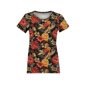 AUTUMN FLOWERS WZ. 8 - dzianina pętelkowa z elastanem ITY