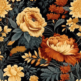AUTUMN FLOWERS WZ. 3 - dzianina pętelkowa z elastanem ITY