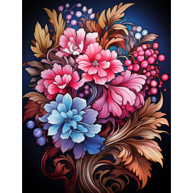 BOUQUET OF FLOWERS WZ.3 - panel (60cm x 50cm) dzianina drapana z elastanem ITY