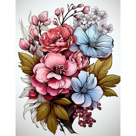 BOUQUET OF FLOWERS WZ.8 - panel (60cm x 50cm) tkanina bawełniana