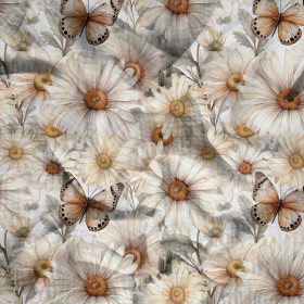 Butterfly & Flowers wz.4 - Muślin bawełniany