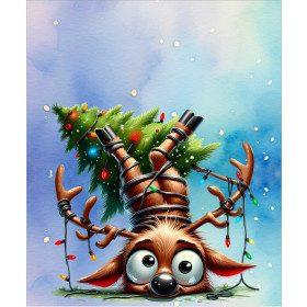 Christmas animal wz. 9 - panel (60cm x 50cm) dzianina drapana z elastanem ITY
