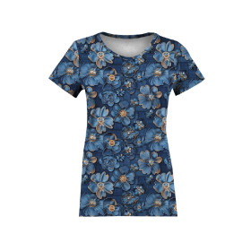 DENIM FLOWERS wz.1 - dzianina pętelkowa z elastanem ITY