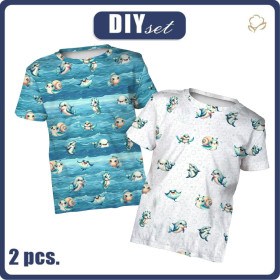 2-PACK - T-SHIRT DZIECIĘCY - SEA ANIMALS - ZESTAW DO USZYCIA