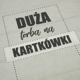 Duża torba na kartkówki / szare - panel tkanina bawełniana