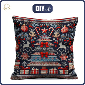 PODUSZKA 45X45 - CHRISTMAS SWEATER wz.2 - welur tapicerski - zestaw do uszycia