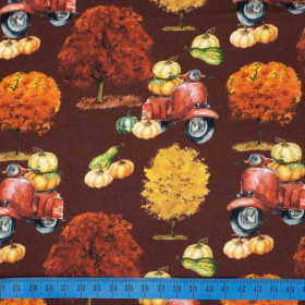 DYNIE NA SKUTERZE (drzewa) / bordowy (DYNIOWY OGRÓDEK) - single jersey