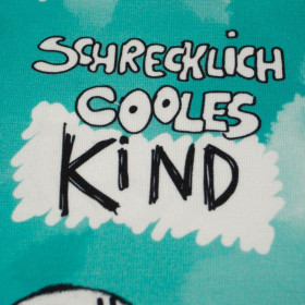 SCHRECKLICH COOLES KIND / AQUA (SZKOLNE RYSUNKI) - single jersey z elastanem 