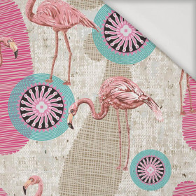 FLAMINGI I ROZETY - Jersey wiskozowy