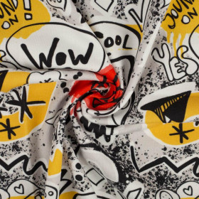 GRAFFITI WZ. 2 / żółty (SZKOLNE RYSUNKI) - single jersey z elastanem 