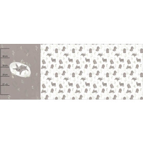 SZARY KRÓLICZEK wz. 2 (PASTELOWE KRÓLICZKI) - panel panoramiczny dzianina pętelkowa (60cm x 155cm)