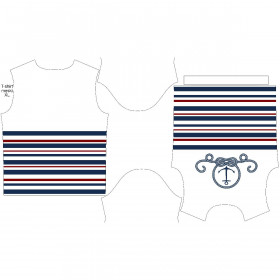 T-SHIRT MĘSKI - KOTWICA / paski (marine) - single jersey